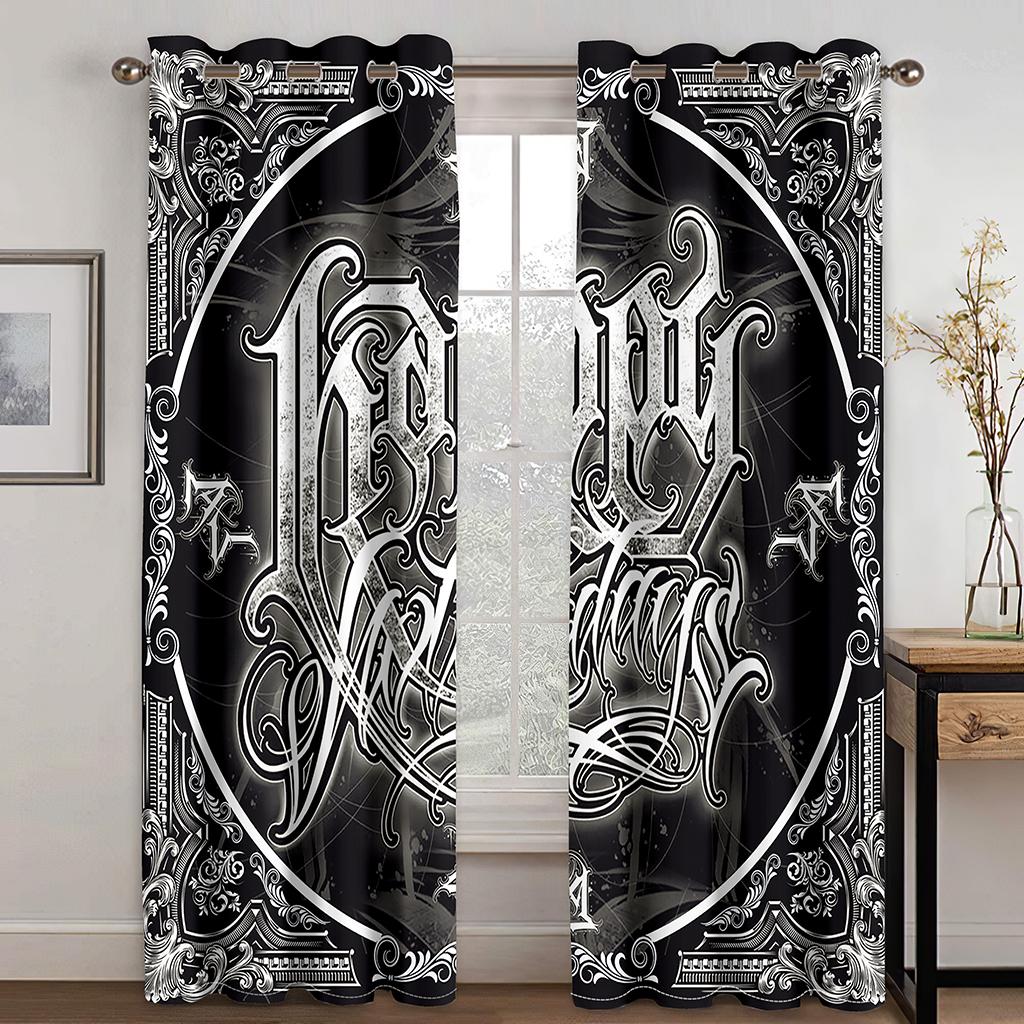 Pirate Couple Sexy Skeleton Beauty Punk Black Shading Bedroom Kitchen Winodw Curtains Set for Living Room 2 Pieces Free Shiping