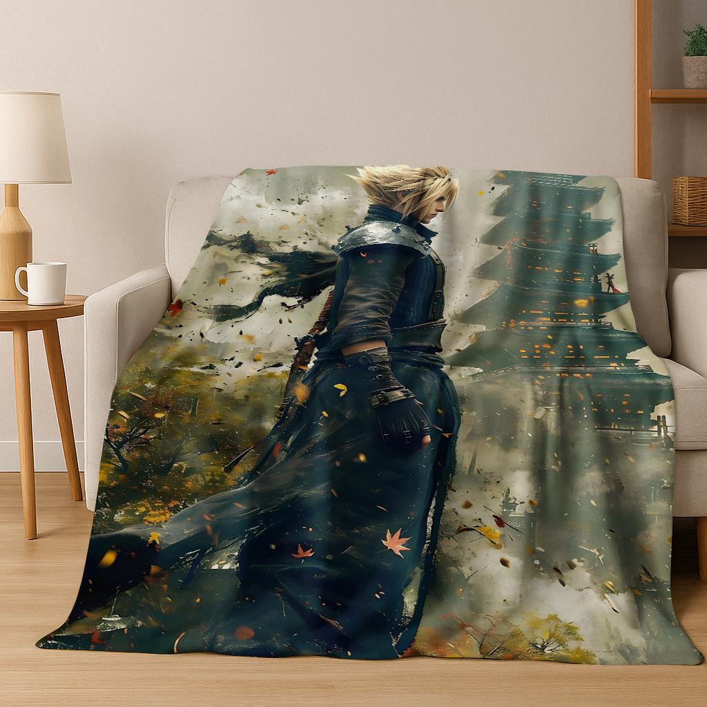 Cartoon Final Fantasy Sephiroth Cloud Tifa Game Flannel Blanket,Warm and Cozy Soft Throw Blanket for Home Bedroom Bed Sofa Kid