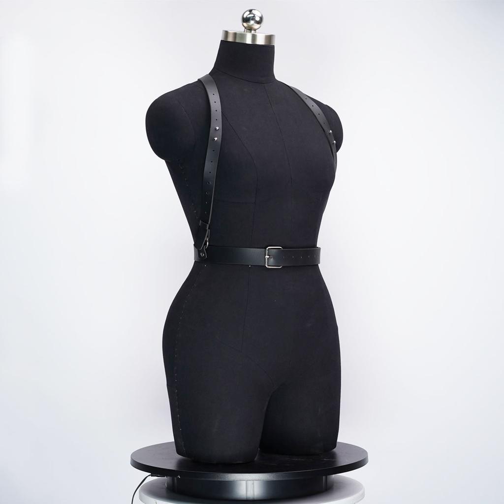 Stylish Women's PU Leather Body Harness Belt Adjustable Punk Gothic Waistband for Fashion Outfits