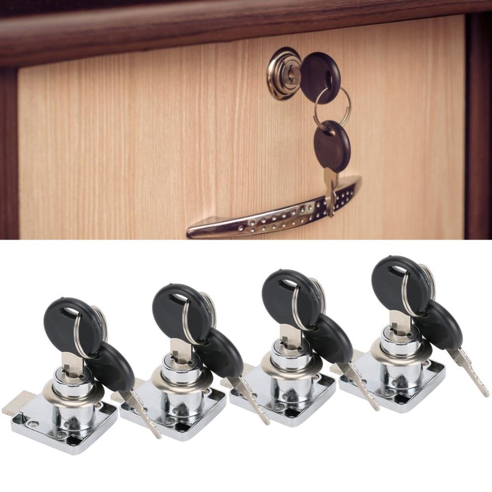 4pcs Zinc Alloy Cabinet Cam Lock Keyed Alike Cylinder Drawer Lock Drawer Lock with Key  Household