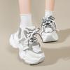 Warm Plush Chunky Platform Lace Up Sneakers Women  Winter Mix Color Thick Bottom Sports Shoes Comfort Running Shoes Female