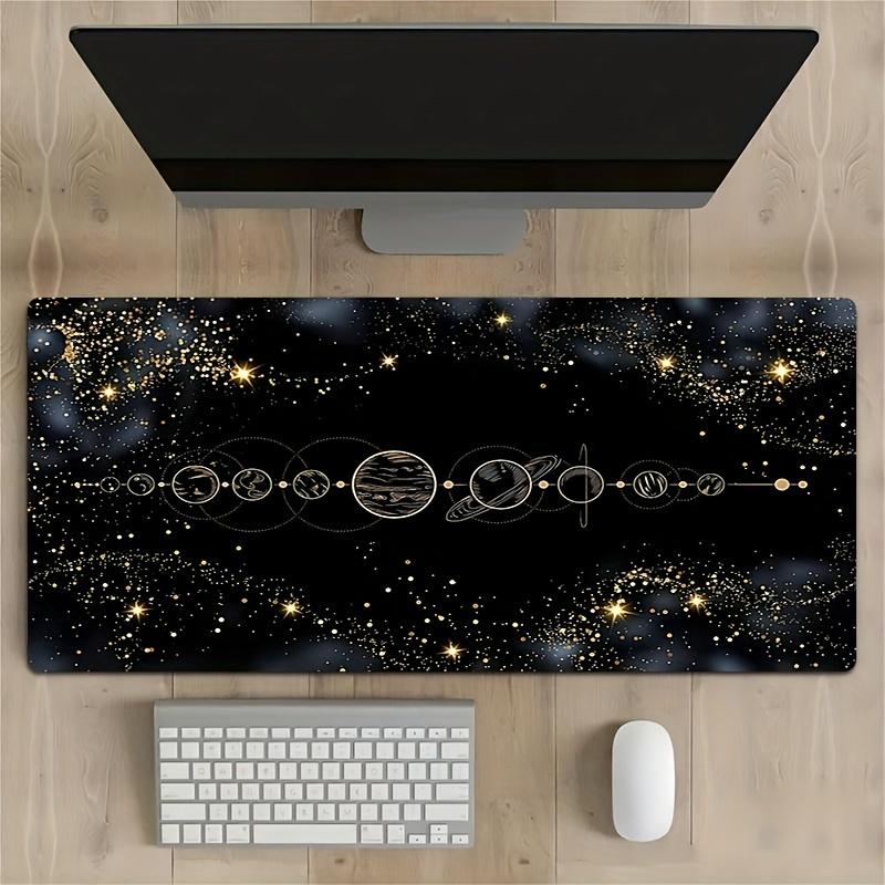 Large Planetary Orbit Mouse Pad with HD Space Pattern Thick Soft Natural Rubber NonSlip Desk Mat for Gaming Office