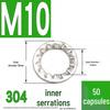 304 Stainless Steel External & Internal Tooth Lock Washer, Anti-Slip, Anti-Loosening, Size M6-M30