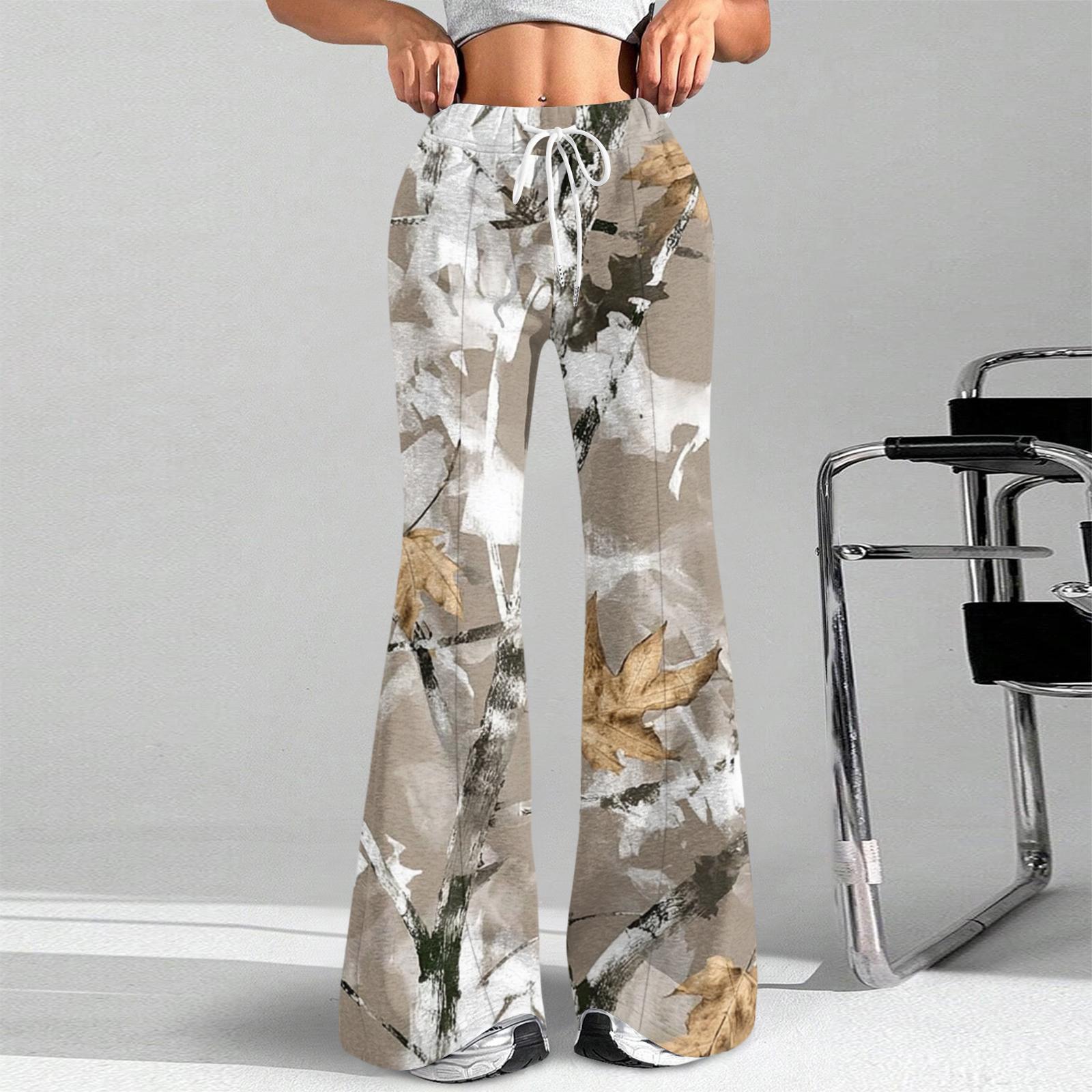 

Women s Fashion Loose Drawstring Waist Print Casual Sports Pants Casual Flared Pants XL