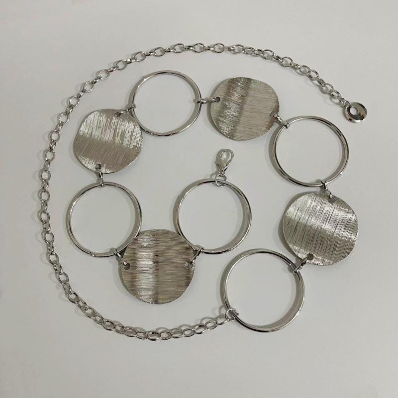 Fashionable Metal Round Disc Splicing Women'S Waist Chain Dress Decoration Body Chain Jewelry Accessories