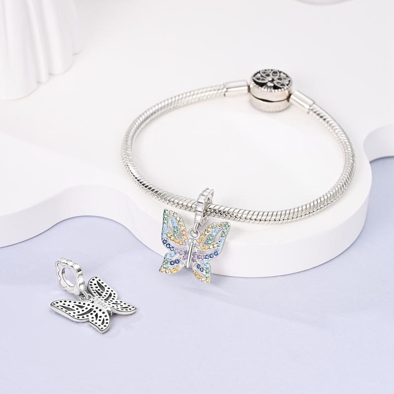 Original Charmscopper Dreamy Colorful Butterfly Pendants Fit Charms Platabracelets For Women Jewelry Making Fine Gifts