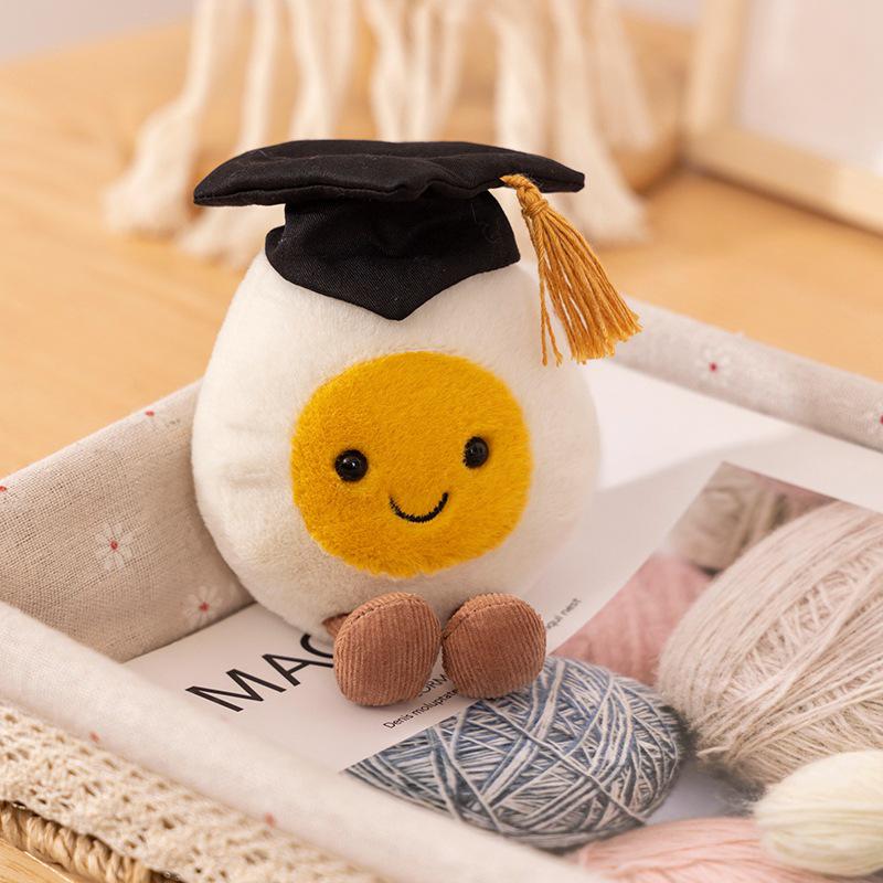 Boiled Egg Plush Toy - Humorous Simulation Egg Figurine, Fried Egg Doctor, Ornament, Graduation Gift for Boys