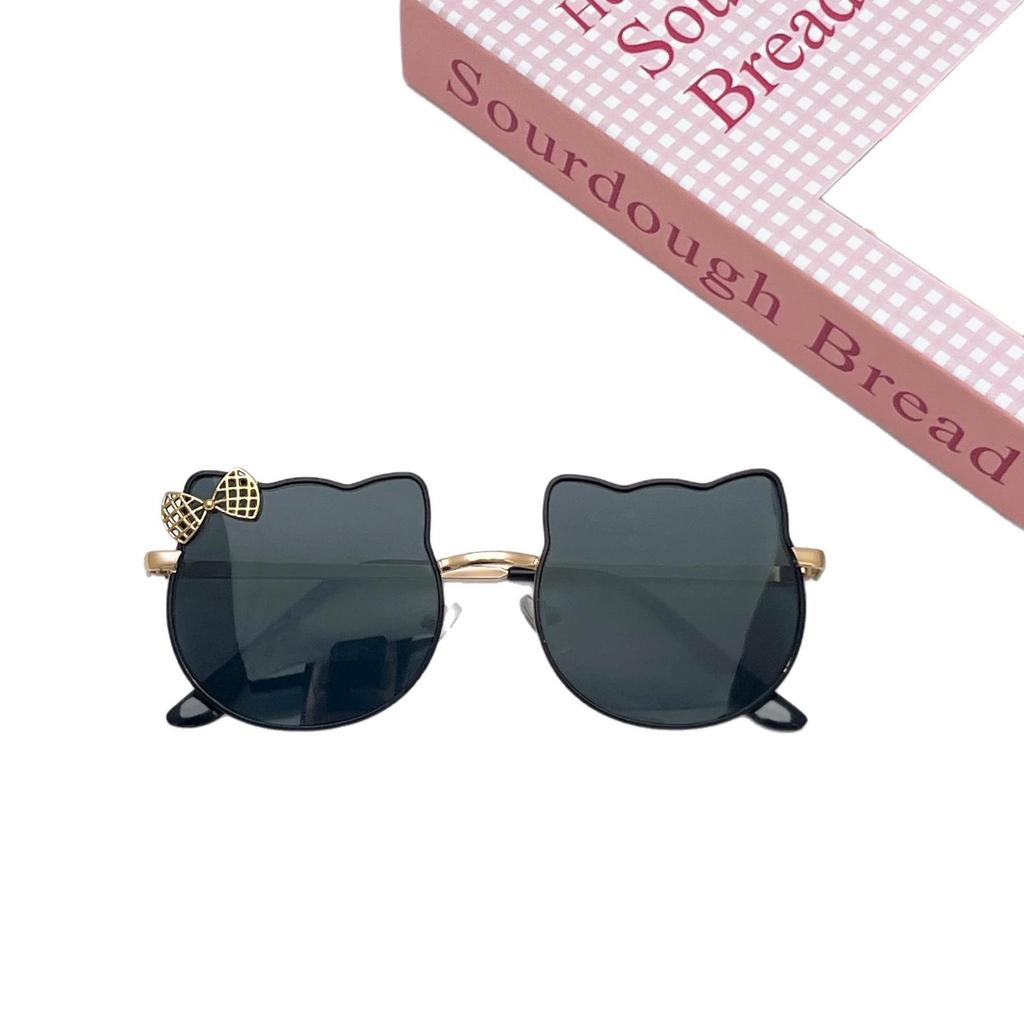 Kids' Cute Cat Frame Sunglasses - Metal Street Style with Bowknot, Perfect for Boys and Girls