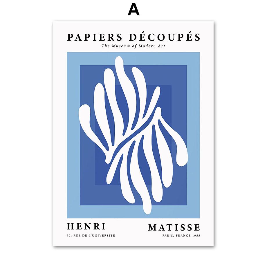 

Синий Анри Матисс Баухаус Пикассо коралловые листья плакаты и принты настенная живопись на холсте для гостиной декоративные картины A4 21X30cm No Framed