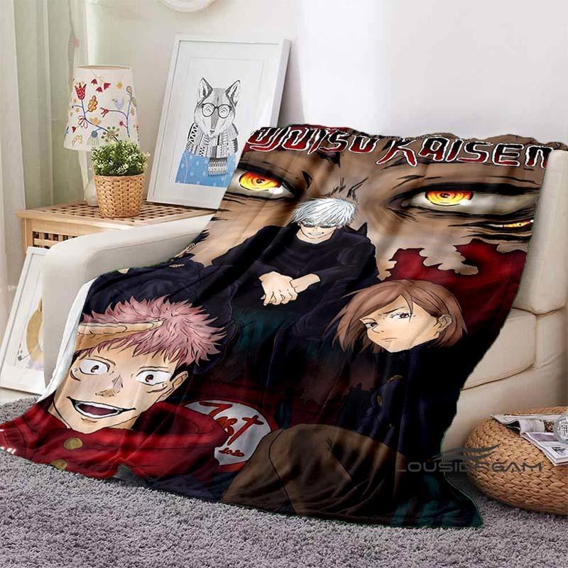 Jujutsu Kaisen Cartoon-Themed Flannel Blanket — Soft & Cozy Throw for Bed, Sofa, or Picnic Use — A Great Gift for Kids