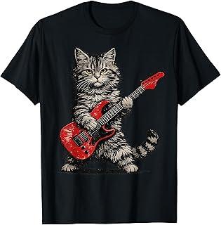 Unisexs Rock Cat Pattern Short Sleeve TShirts Funny 3D Guitar Cat Print Casual T Shirt Outdoor Unisex Unisex Y2k Tops Summer Clothing