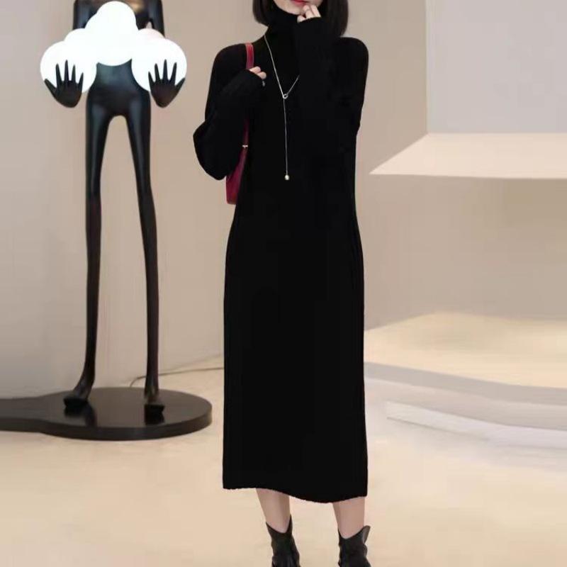

Turtleneck sweater inner dress women s autumn and winter new loose casual and thin medium and long inner sweater skirt average size