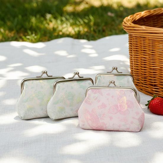 Butterfly Print Coin Purse, Women Small Change Purse, Gradient Butterfly Kiss Lock Closure Pouch for Coins Cards Cash