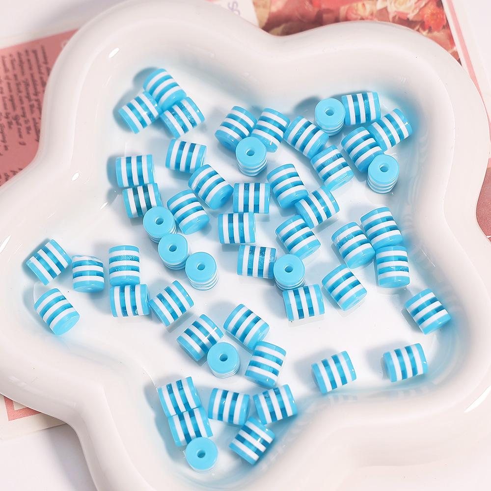Rainbow Resin Striped Beads for DIY Bracelets & Phone Chains