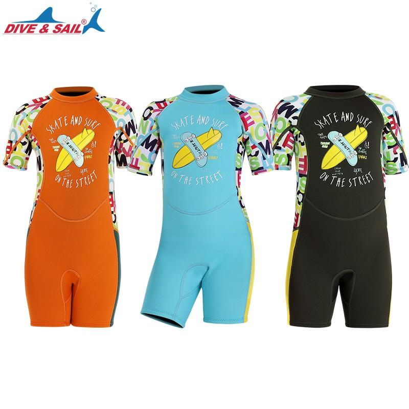 2.5MM Children's Diving Suit Men's One-piece Short-sleeved Swimsuit Girls 'thick Warm Sun-protected Surfing Jellyfish