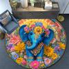 Elephant Round Area Rug,Carpet Rug for Living Room Bedroom Sofa Playroom Decor,Non-slip Floor Mat