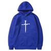 Men's Cross Graphic Hoodie - Black Casual Pullover Sweatshirt with Religious Symbol Print, Fashion Streetwear for Autumn/Winter