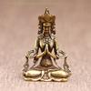 Retro Brass Meditate Zen Buddhism Household Buddha Car Ornament Keychain Small Copper Statues Figurine Desktop Craft Decorations