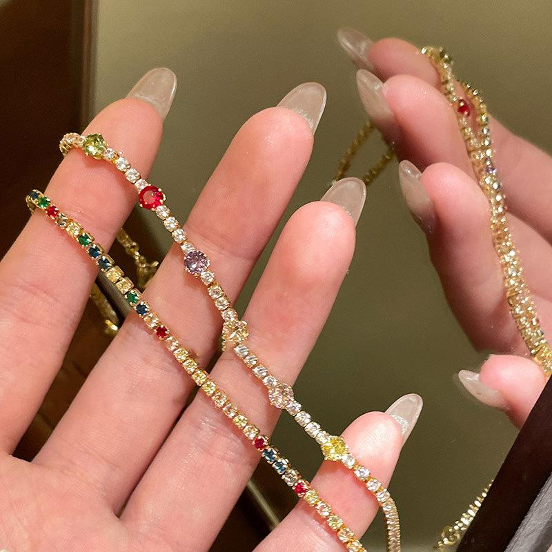 European and American Simple Geometric Zircon Round Splicing Bracelet Bracelet Exquisite Versatile Jewelry Women