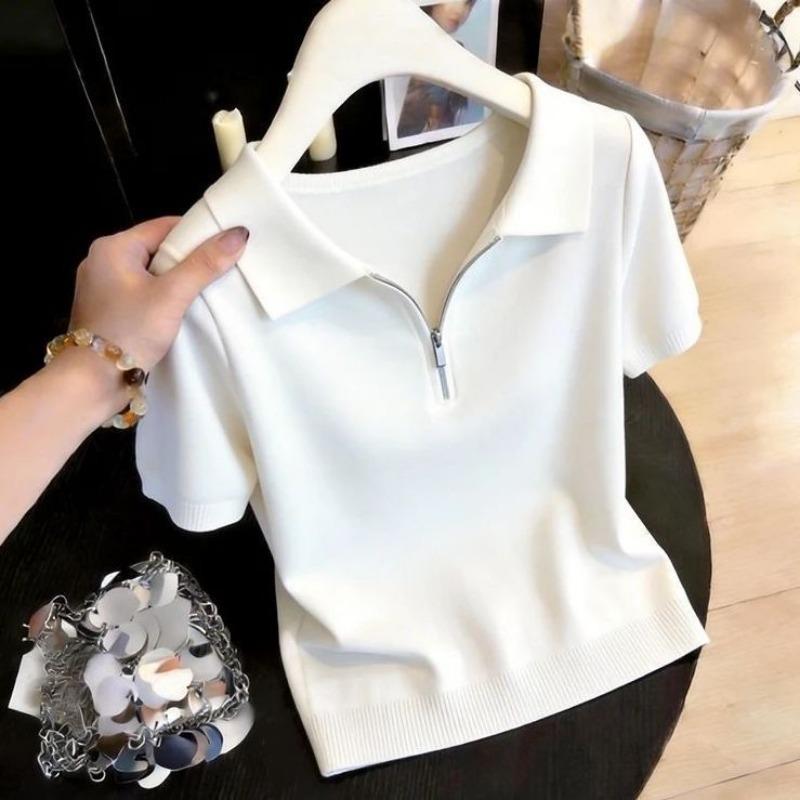 2026 Summer New Dopamine Outerwear Hot Style Commuting Slim Breathable Knitted Polo Shirt Top