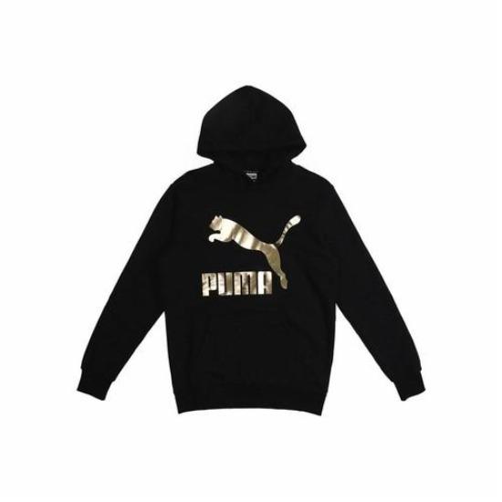 

PUMA Men s Black Pullover Hoodie with Gold Logo EU M чорний
