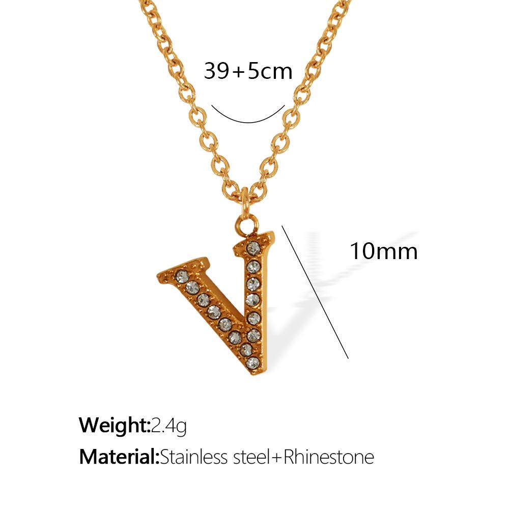 Titanium Steel 26 Letters Elegant And Exquisite Pendant Necklace Light Luxury Fashion Collarbone Chain High Sense Versatile