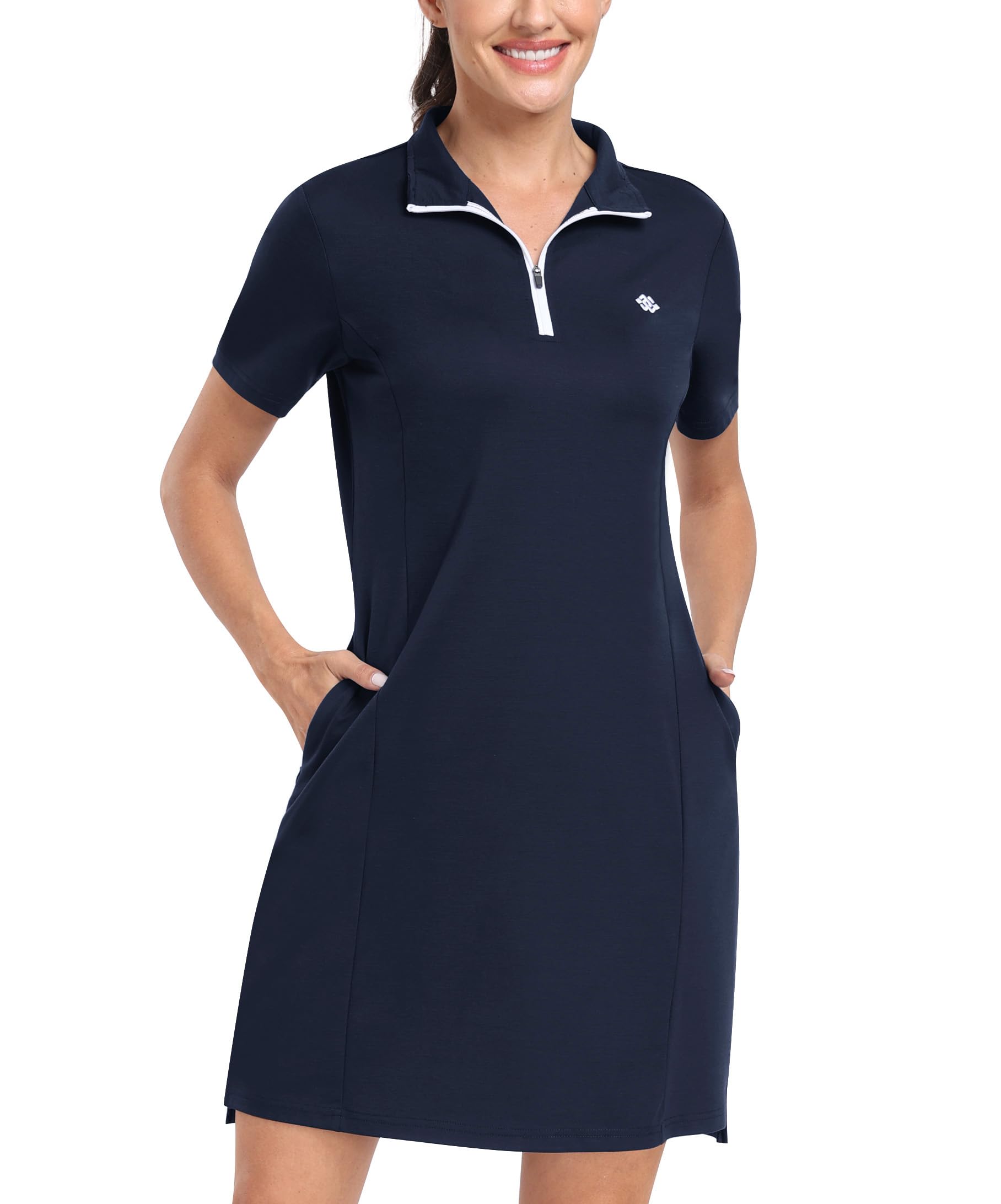 

YIRUIYA Plus Size Casual Short High Loose with Soft Women s Dress, Sleeve, Neck, V-Neck, Fit, Knee-Length, Pockets, Flattering, Stylish,