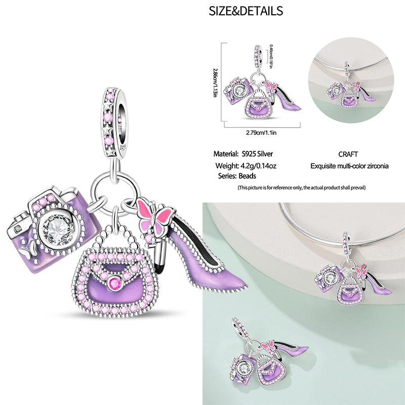 100% Copper Cute Little Bear Butterfly Flamingo Charms Beads Rose Princess Pendants Fit Diy Bracelets Jewelry Gifts