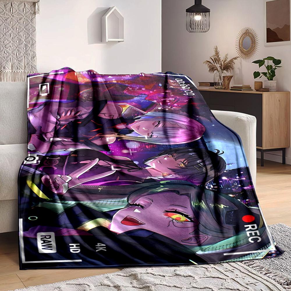 1Pc Cyberpunk Dreamscape Flannel Blanket, Soft And Comfortable, Casual Warm, Camping Travel, Christmas, Halloween Xmas Gift S1603