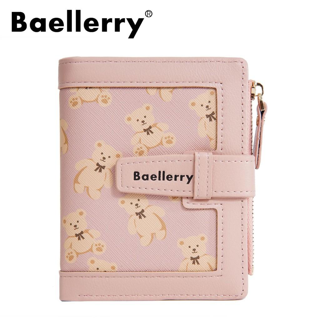 Baellerry Girl Short Wallet With Cartoon Bear Design And Coin Pocket For Daily Use
