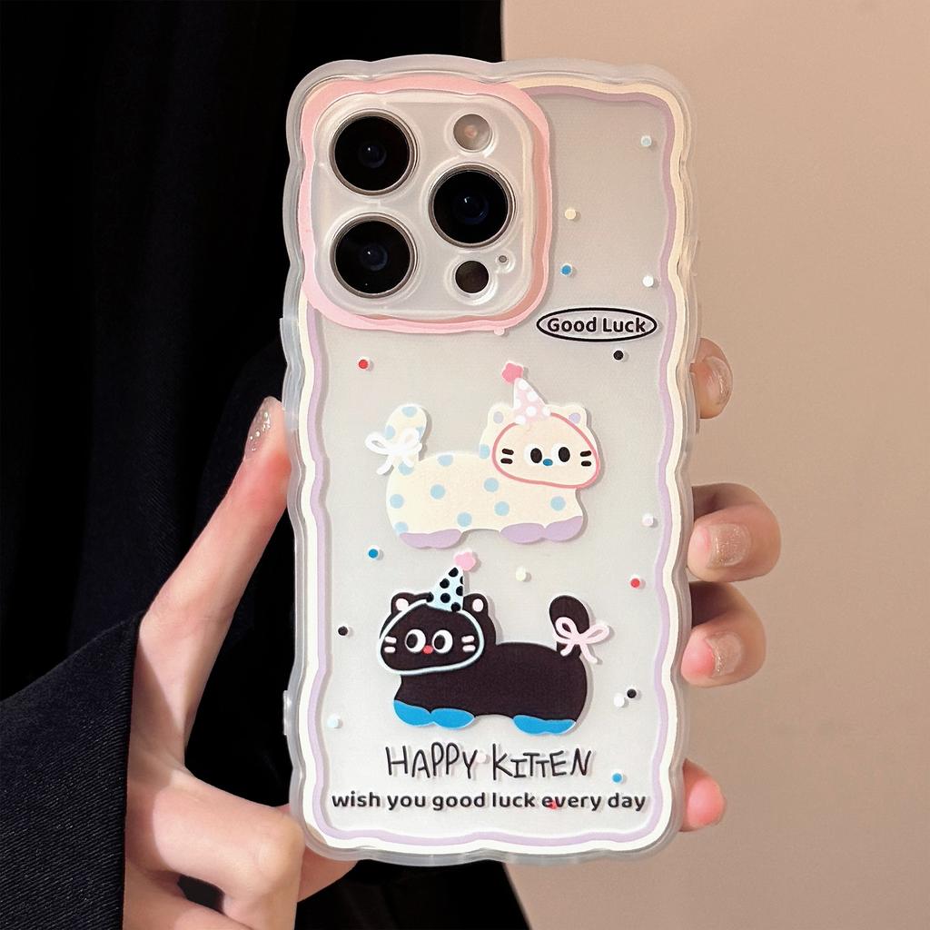 Girl Cartoon 16 Suitable for Iphone13 IPhone Case 14 Polka Dot Cat 11 Transparent 12 Soft 15promax