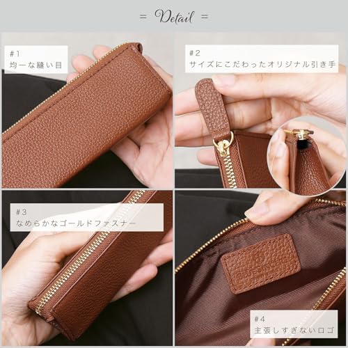 [BLUE SINCERE] Leather Pencil Case, Freestanding, Large Capacity, Simple, Genuine Leather, Pencil Case, Stylish, Stationery for Adults and Men / PCS5