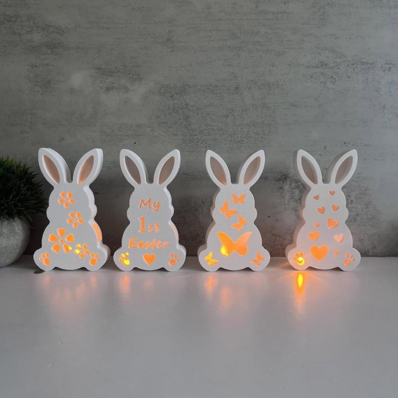 Flexible Silicone Festival Home Decoration Mold Easter Rabbit Shaped Candlestick Mould Gypsum Mould for Atmosphere Light