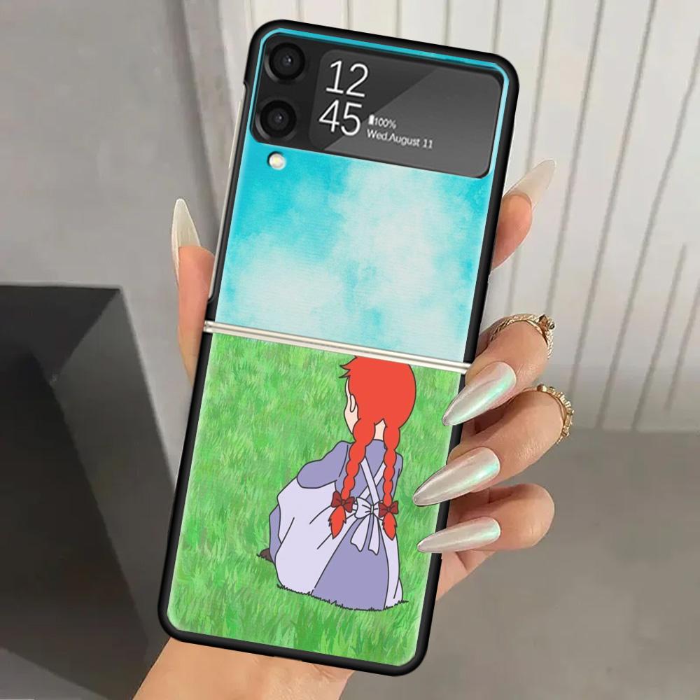 A-Anne Of Green Gables Shirley Hard PC Phone Case For Samsung Galaxy Z Flip 7 6 5 4 3 Black ZFlip7 ZFlip6 Flip5 Flip4 Flip3 5G P
