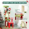 Cat Tree, 120cm Christmas Cat Tower with 3 Scratching Posts, Scratching Board, 2 Perches, Platforms, Toys, Green
