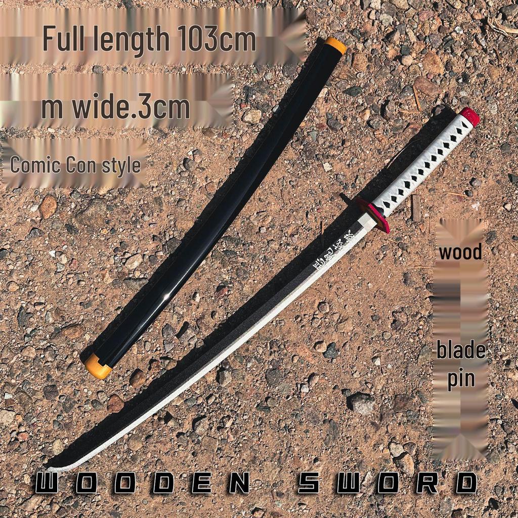 Tanjiro's Demon Slayer Nichirin Toy Sword for Kids - Bamboo Samurai Prop with Scabbard.