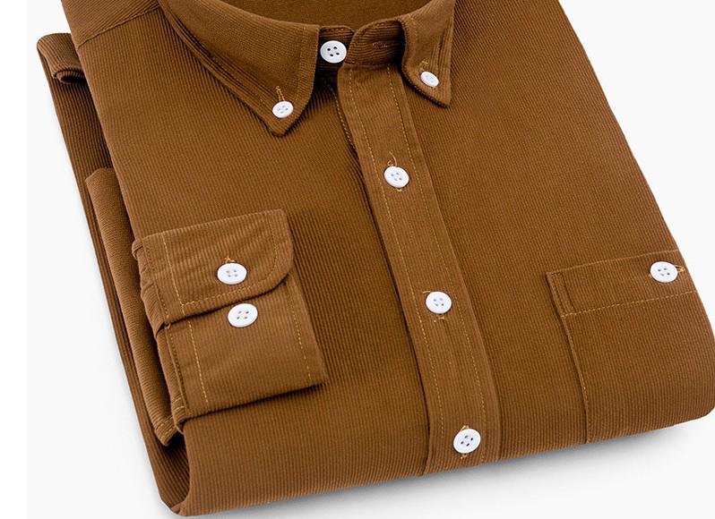 Herren Slim Fit Cordhemd - Einfarbig, Langarm, Große Größe, Lässig Business, Japanischer & Koreanischer Stil, Frühling/Herbst Trend