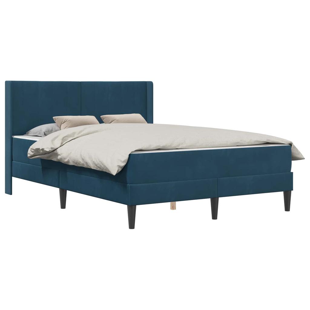 Bed Frame with Mattress and Headboard Blue 120 x 200 cm Velvet
