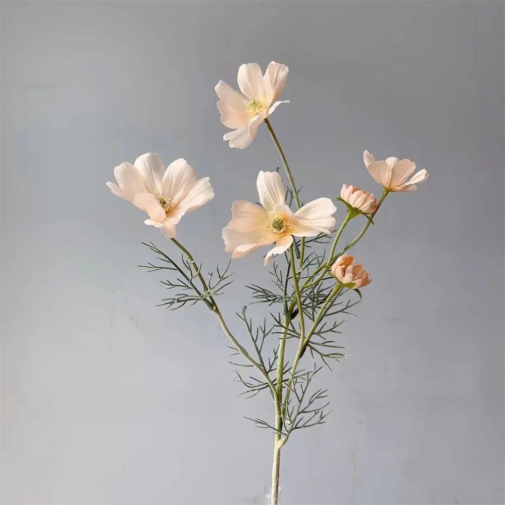 Artificial Gesang Flower Single Branch 4 Fork Queen Cosmos Fake Flower Silk Flower Bouquet Living Room Wedding Home Decoration