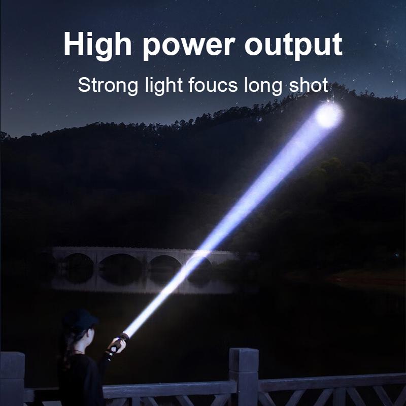 High Power LED Flashlight Rechargeable Type-C Flashlight 26650 Super Bright Long Range Torch Camping Lantern Fishing Lamp