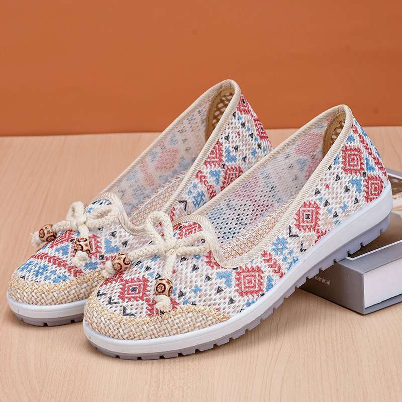 Alte Nord-Stoffschuhe Damen Sommer neue Mutterschuhe Damen Arbeitsschuhe mittelalt und älter Einschlupf-Ballerinas Mesh-Schuhe