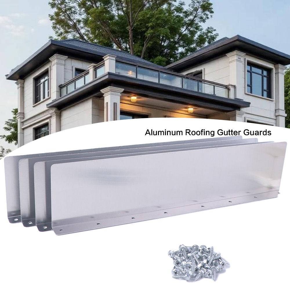 4Pcs/Set Flat Shingle Aluminum Roofing Gutter Guards Roof Rain Diverter Suitable Most House