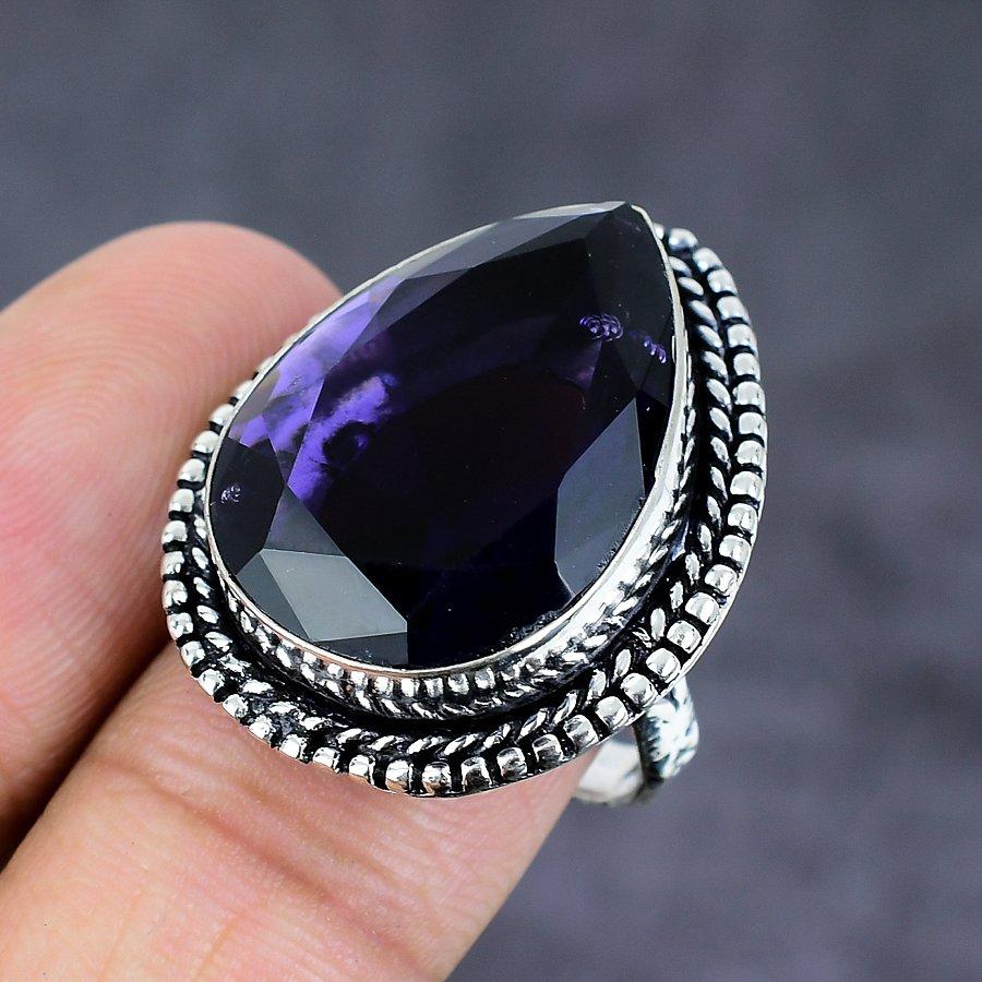 Amethyst Handmade 925 Sterling Silver Jewelry Ring Size 8.5 D4o20