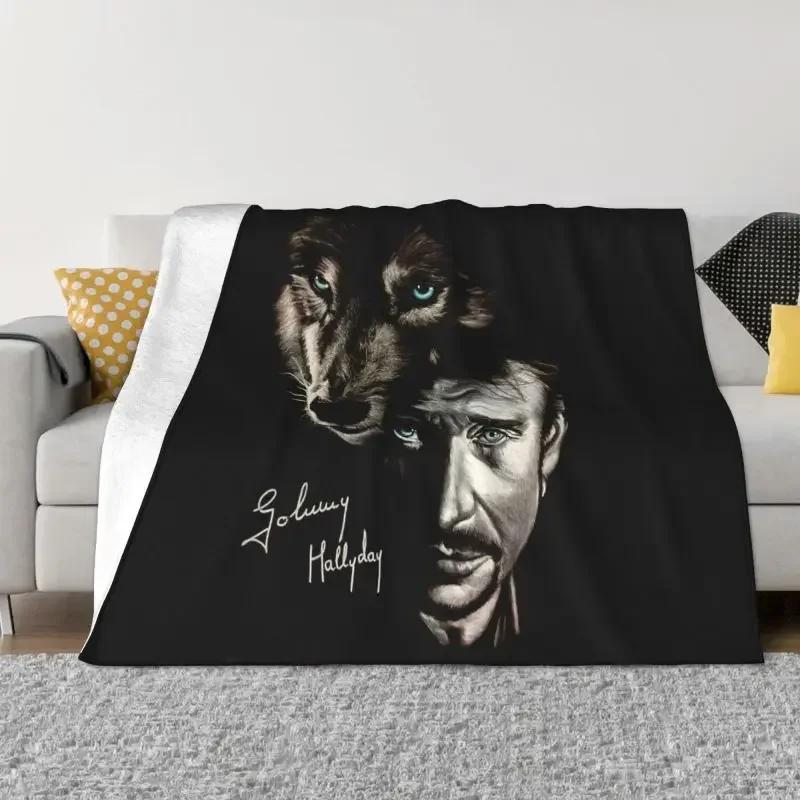 Johnny Hallyday Decken, warmer Flanell, französischer Sänger, Überwurf, Decke für Sofa, Büro, Tagesdecken