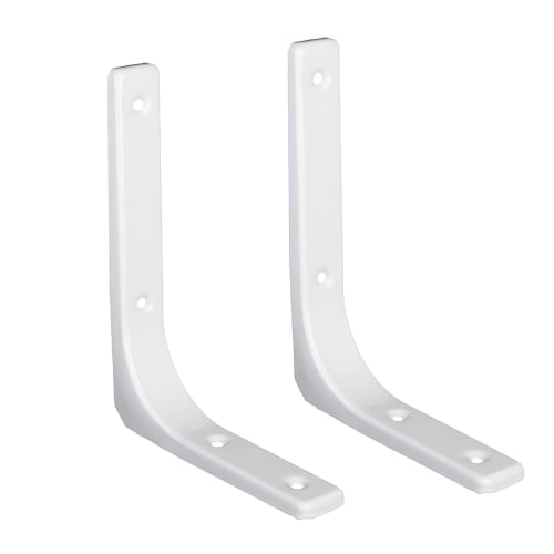 Homeme L-Shaped Shelf Brackets, Stainless Steel, 25-75kg Weight Capacity, 2-Piece Set, Wall-Mounted Shelf Support Brackets with Screws, White, 40cm