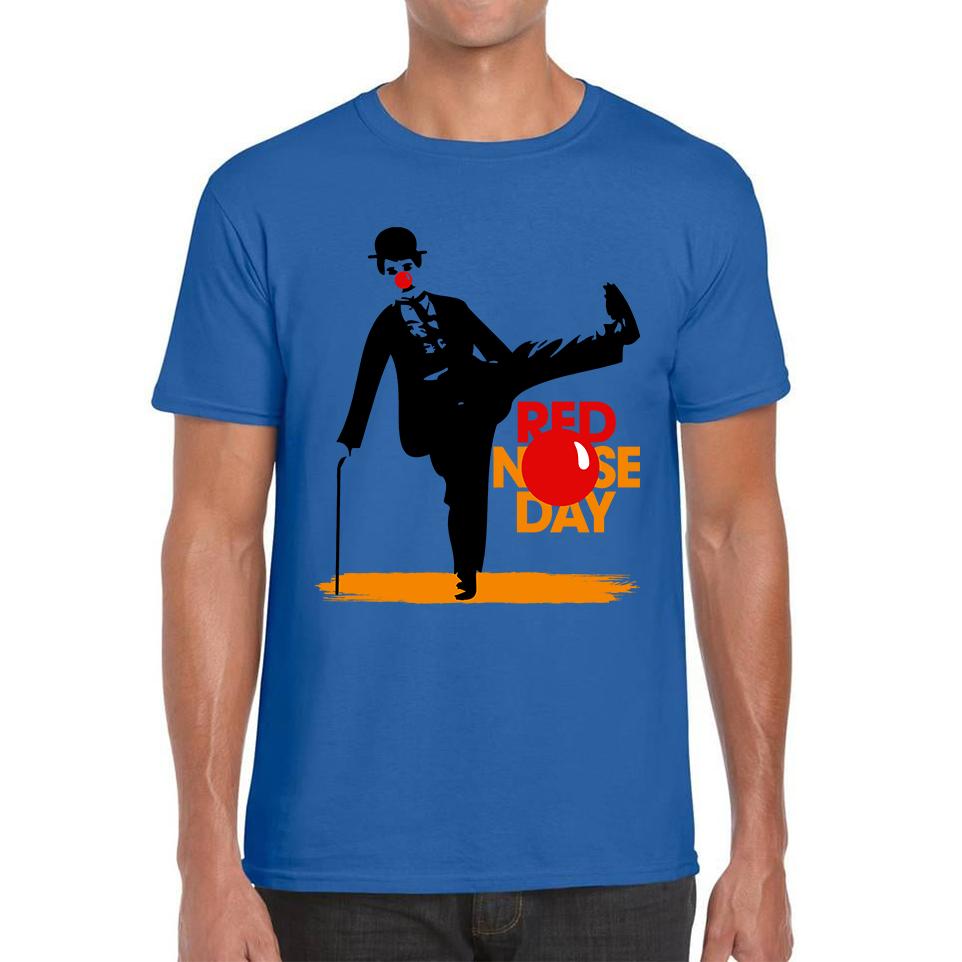 Comic Relief Red Nose Day Charlie Chaplin Unisex Mens T Shirt Womens Tops Tees 4XL