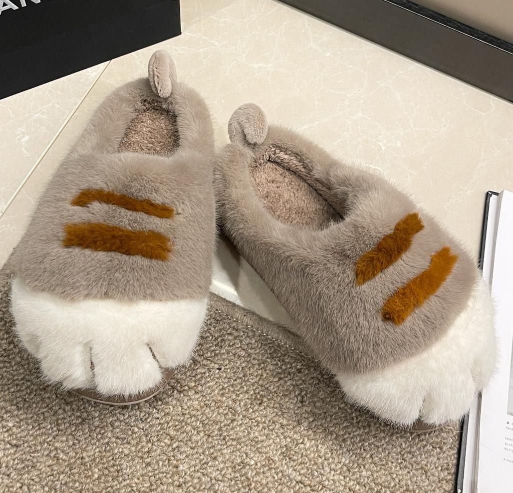 Módní nové chlupaté pantofle s kočičími tlapkami pro ženy, novinka, pantofle s kočičími tlapkami, nadýchané koťátka, domácí pantofle, dámské kawaii anime drápové pantofle