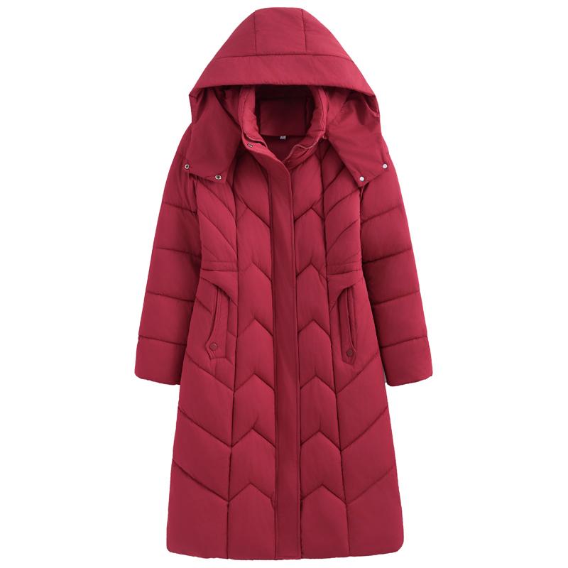 Elegant Middelaldrende Kvinne Vinterkåper Hette Casual Tykk Varm Lang Parkas Damejakker