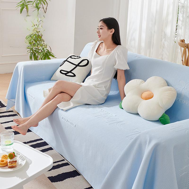 Letní chladivý ručník na pohovku Jednobarevný Jednoduchý potah na pohovku Látkový Univerzální Protiskluzový All-inclusive Umělá kůže