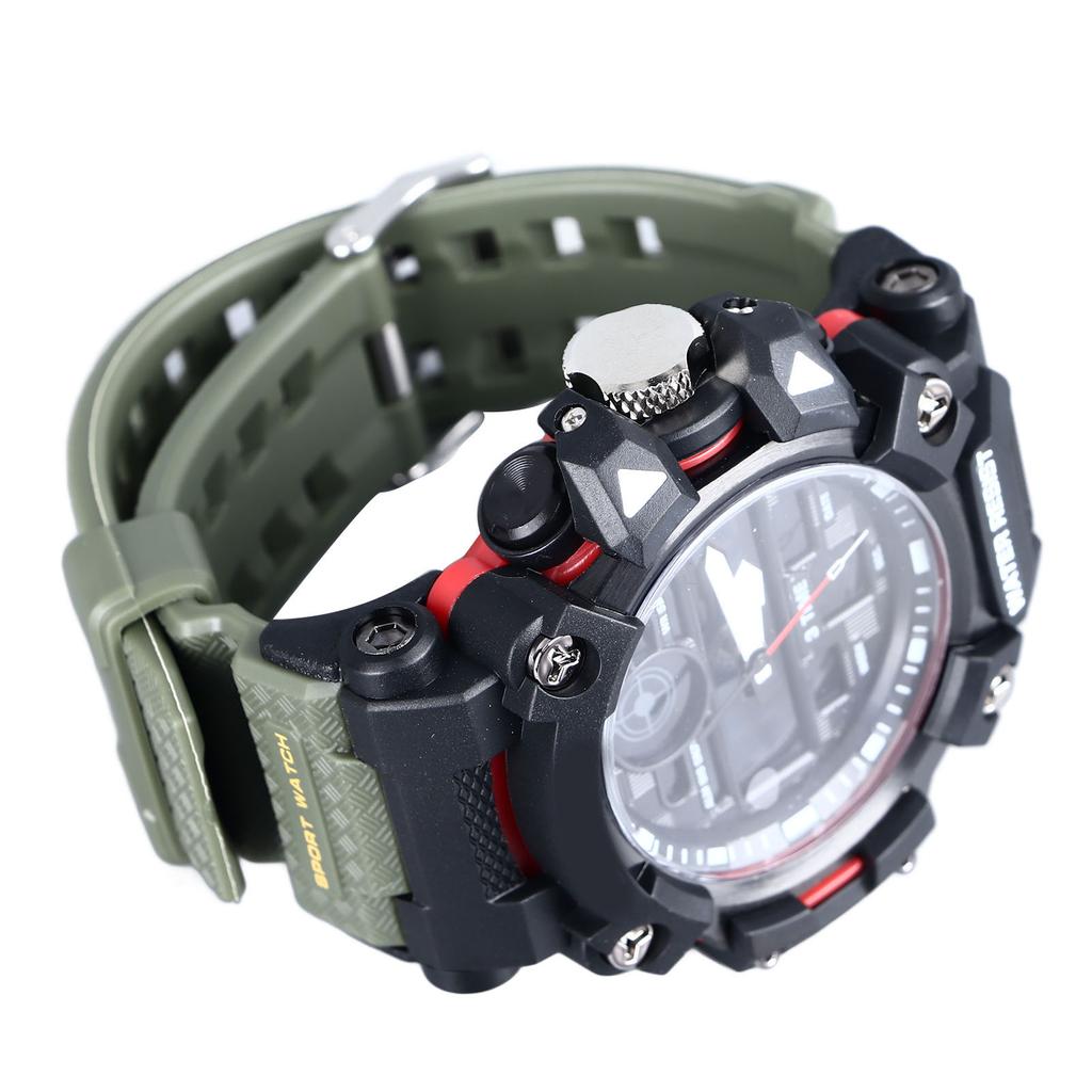 Men Analog Digital Chronograph Watch Water Resistant Dual Time LED Backlight 12/24 Hour Format
